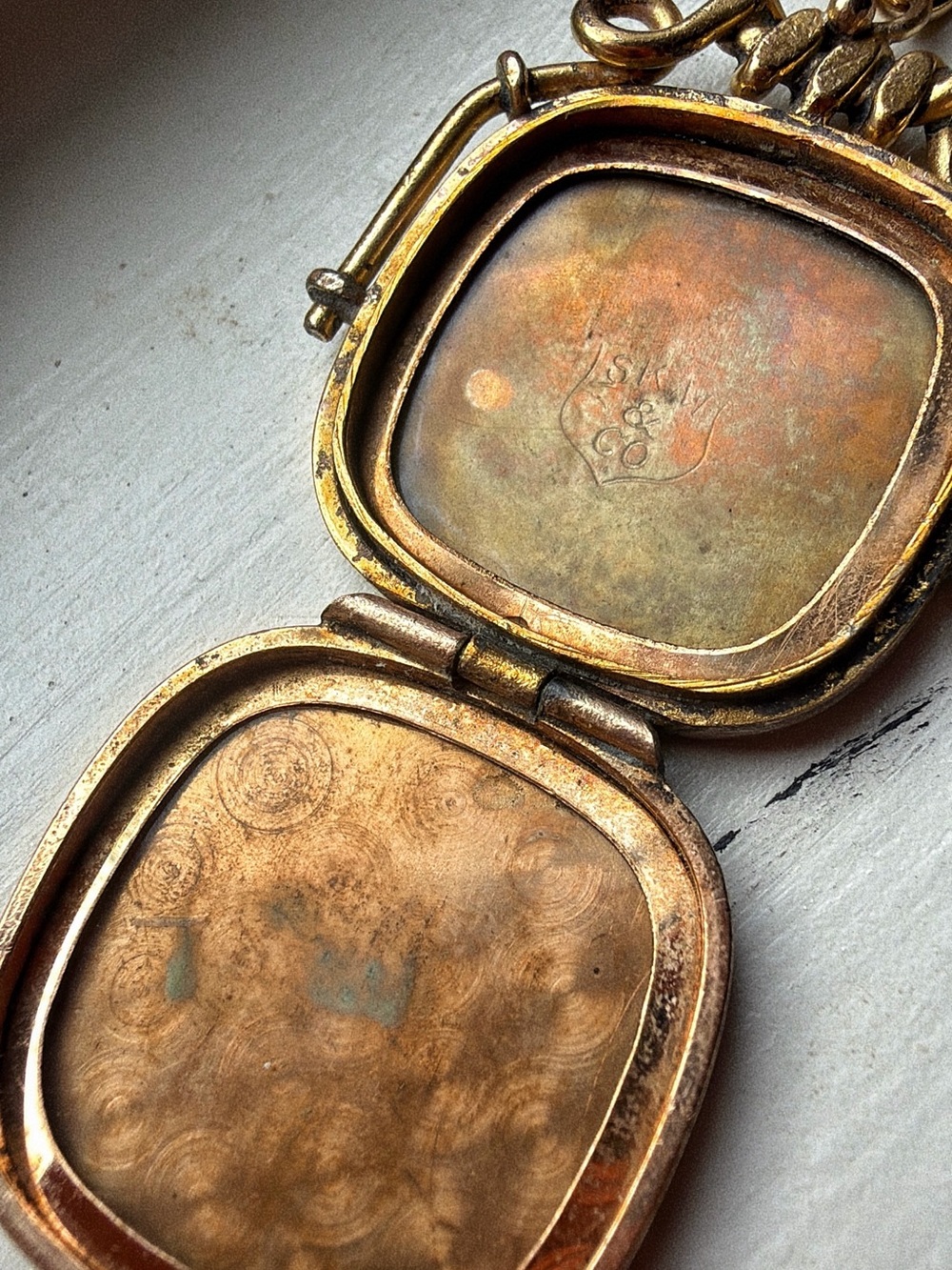 Vintage Antique Watch Chain Necklace Gold Filled Simmons? Chain SKM & Co Locket - Picture 7 of 9